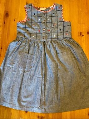 Vintage Just Friends Blue Chambray Embroidered Sundress Fourth of July 🇺🇸 Size 5